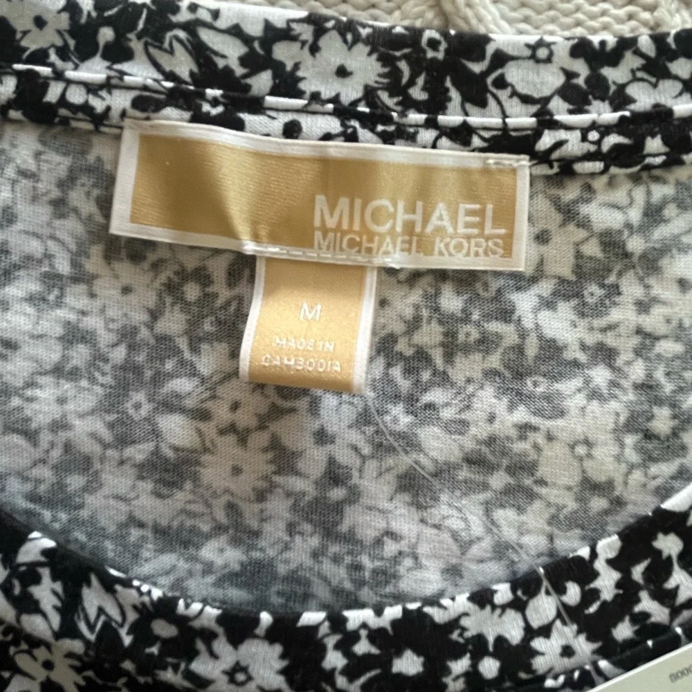 NEW! MICHAEL Michael Kors Floral Black and White Women's Blouse Size Medium - Picture 7 of 10